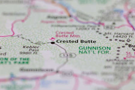 04-29-2021 Portsmouth, Hampshire, UK, Crested Butte Colorado USA shown on a Geography map or road...