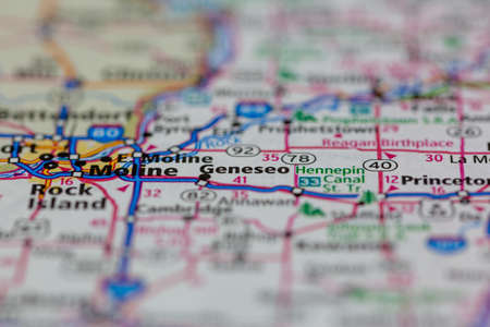 05-04-2021 Portsmouth, Hampshire, UK, Geneseo Illinois Shown on a Geography map or road mapのeditorial素材