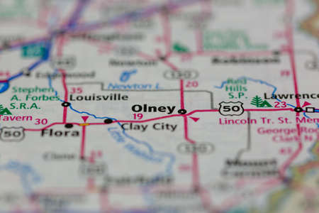 05-04-2021 Portsmouth, Hampshire, UK, Olney Illinois Shown on a Geography map or road mapのeditorial素材
