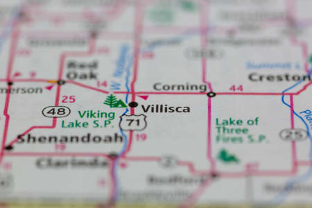 05-06-2021 Portsmouth, Hampshire, UK, Villisca Iowa USA Shown on a Geography map or road mapのeditorial素材