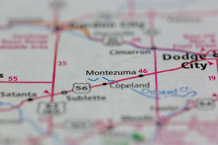05-12-2021 Portsmouth, Hampshire, UK, Montezuma Kansas USA shown on a Geography map or Road Mapのeditorial素材