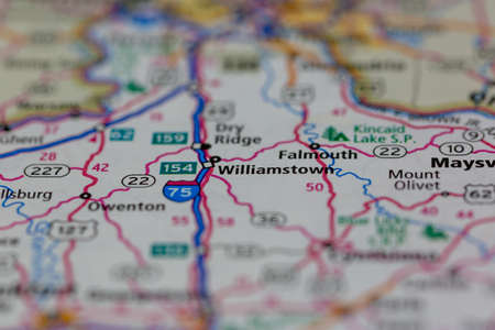 05-13-2021 Portsmouth, Hampshire, UK. Williamstown Kentucky USA shown on a Geography map or road mapのeditorial素材
