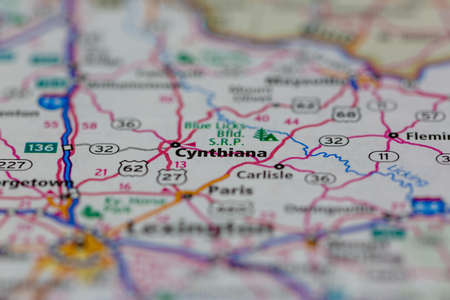 05-13-2021 Portsmouth, Hampshire, UK. Cynthiana Kentucky USA shown on a Geography map or road mapのeditorial素材
