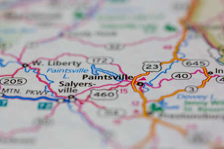 05-13-2021 Portsmouth, Hampshire, UK. Paintsville Kentucky USA shown on a Geography map or road mapのeditorial素材