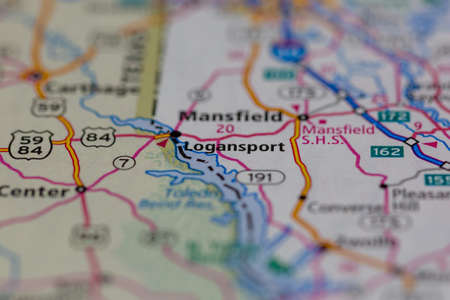 05-13-2021 Portsmouth, Hampshire, UK, Logansport Louisiana USA Shown on a Geography map or road mapのeditorial素材