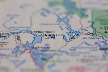 05-14-2021 Portsmouth, Hampshire, UK, North East Carry Maine USA shown on a Geography map or road mapのeditorial素材