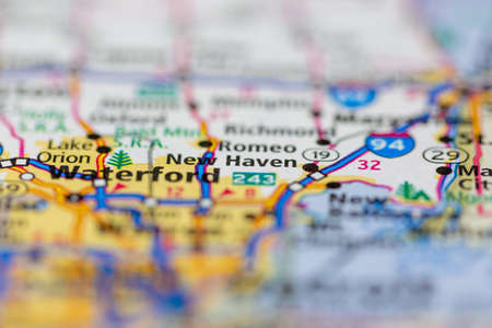 05-14-2021 Portsmouth, Hampshire, UK, Haven Michigan USA shown on a Geography map or road mapのeditorial素材