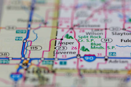 05-17-2021 Portsmouth, Hampshire, UK, Jasper Minnesota USA shown on a Geography map or road mapのeditorial素材