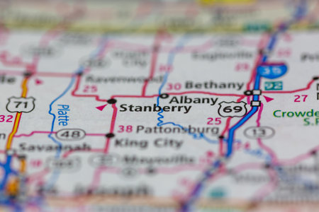 05-18-2021 Portsmouth, Hampshire, UK, Stanberry Missouri USA shown on a Geography map or road mapのeditorial素材