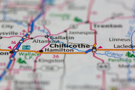 05-18-2021 Portsmouth, Hampshire, UK, Chillicothe Missouri USA shown on a Geography map or road mapのeditorial素材