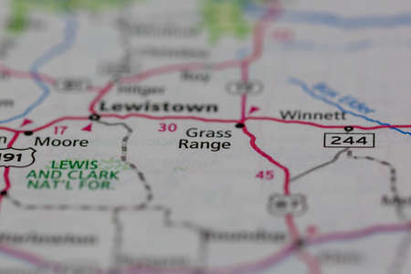 05-19-2021 Portsmouth, Hampshire, UK, Grass Range Montana USA shown on a Geography map or road mapのeditorial素材