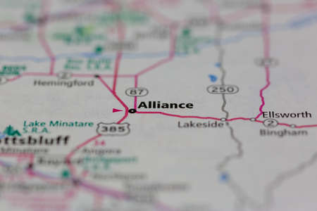 05-19-2021 Portsmouth, Hampshire, UK, Alliance Nebraska USA Shown on a Geography map or Road mapのeditorial素材