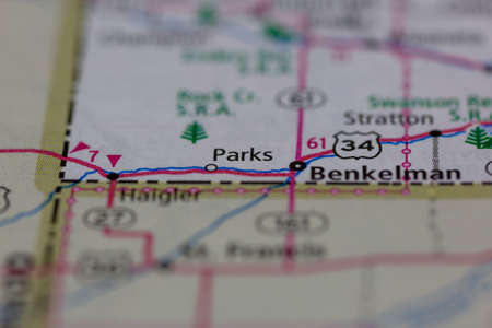 05-19-2021 Portsmouth, Hampshire, UK, Parks Nebraska USA Shown on a Geography map or Road mapのeditorial素材