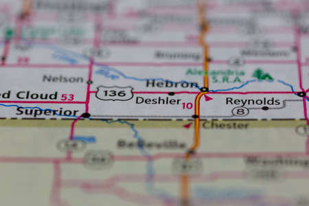 05-19-2021 Portsmouth, Hampshire, UK, Deshler Nebraska USA Shown on a Geography map or Road mapのeditorial素材