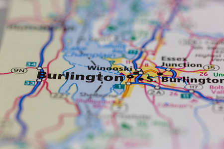 05-24-2021 Portsmouth, Hampshire, UK, Burlington New Hampshire USA shown on a Geography map or Road mapのeditorial素材