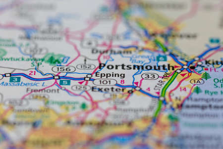 05-24-2021 Portsmouth, Hampshire, UK, Epping New Hampshire USA shown on a Geography map or Road mapのeditorial素材