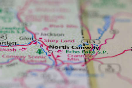 05-24-2021 Portsmouth, Hampshire, UK, North Conway New Hampshire USA shown on a Geography map or Road mapのeditorial素材