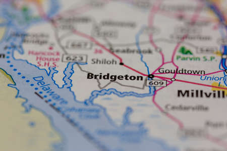 05-24-2021 Portsmouth, Hampshire, UK, Bridgeton New Jersey USA shown on a Geography map or road mapのeditorial素材