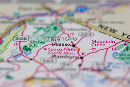 05-24-2021 Portsmouth, Hampshire, UK, Sussex New Jersey USA shown on a Geography map or road mapのeditorial素材