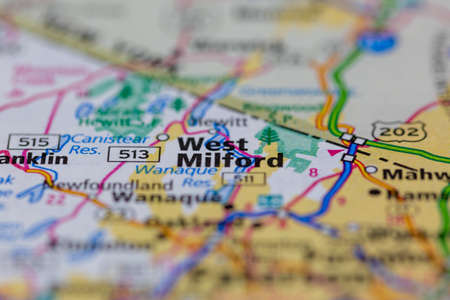 05-24-2021 Portsmouth, Hampshire, UK, West Milford New Jersey USA shown on a Geography map or road mapのeditorial素材