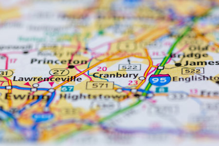 05-24-2021 Portsmouth, Hampshire, UK, Cranbury New Jersey USA shown on a Geography map or road mapのeditorial素材