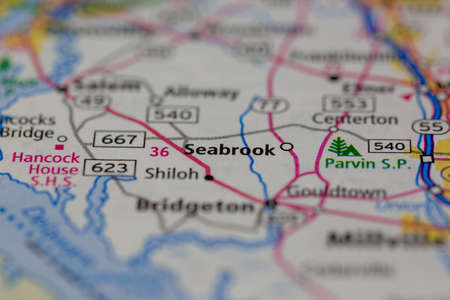 05-24-2021 Portsmouth, Hampshire, UK, Seabrook New Jersey USA shown on a Geography map or road mapのeditorial素材