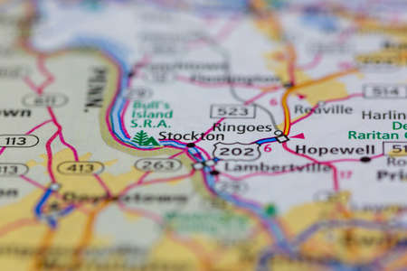 05-24-2021 Portsmouth, Hampshire, UK, Stockton New Jersey USA shown on a Geography map or road mapのeditorial素材