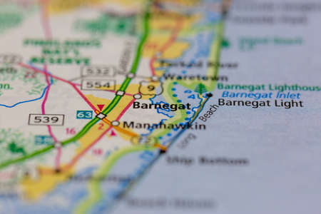 05-24-2021 Portsmouth, Hampshire, UK, Barnegat New Jersey USA shown on a Geography map or road mapのeditorial素材