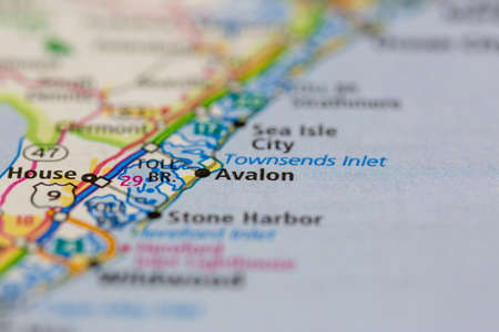 05-24-2021 Portsmouth, Hampshire, UK, Avalon New Jersey USA shown on a Geography map or road mapのeditorial素材