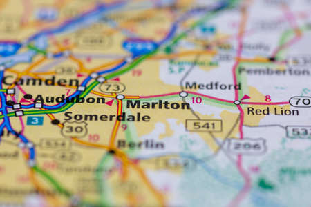 05-24-2021 Portsmouth, Hampshire, UK, Marlton New Jersey USA shown on a Geography map or road mapのeditorial素材