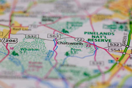 05-24-2021 Portsmouth, Hampshire, UK, Chatsworth New Jersey USA shown on a Geography map or road mapのeditorial素材