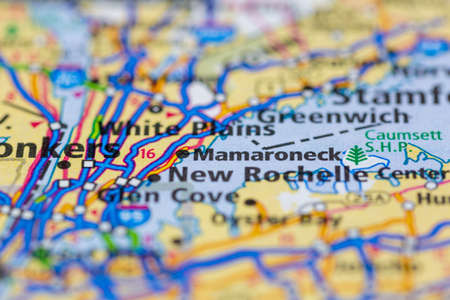 05-24-2021 Portsmouth, Hampshire, UK, Mamaroneck New York USA Shown on a Geography map or road mapのeditorial素材