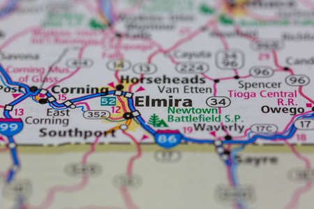 05-24-2021 Portsmouth, Hampshire, UK, Elmira New York USA Shown on a Geography map or road mapのeditorial素材
