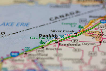 05-24-2021 Portsmouth, Hampshire, UK, Dunkirk New York USA Shown on a Geography map or road mapのeditorial素材
