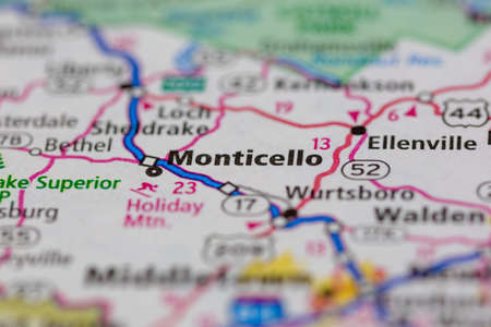 05-24-2021 Portsmouth, Hampshire, UK, Monticello New York USA Shown on a Geography map or road mapのeditorial素材