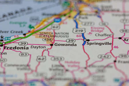 05-24-2021 Portsmouth, Hampshire, UK, Gowanda New York USA Shown on a Geography map or road mapのeditorial素材