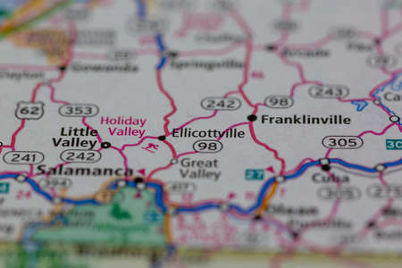 05-24-2021 Portsmouth, Hampshire, UK, Ellicottyville New York USA Shown on a Geography map or road mapのeditorial素材