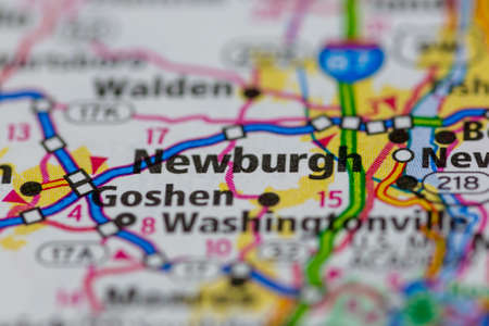 05-24-2021 Portsmouth, Hampshire, UK, Newburgh New York USA Shown on a Geography map or road mapのeditorial素材