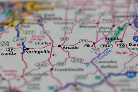 05-24-2021 Portsmouth, Hampshire, UK, Arcade New York USA Shown on a Geography map or road mapのeditorial素材
