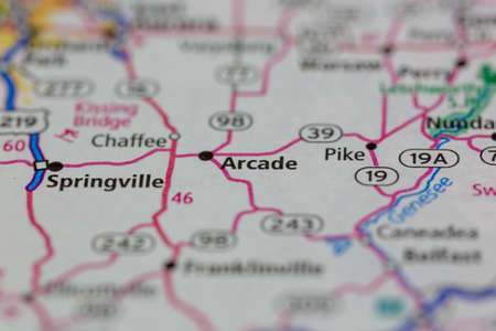 05-24-2021 Portsmouth, Hampshire, UK, Arcade New York USA Shown on a Geography map or road mapのeditorial素材