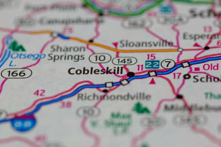 05-24-2021 Portsmouth, Hampshire, UK, Cobleskill New York USA Shown on a Geography map or road mapのeditorial素材