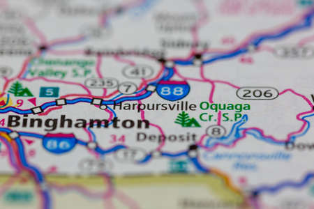 05-24-2021 Portsmouth, Hampshire, UK, Harpursville New York USA Shown on a Geography map or road mapのeditorial素材