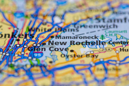 05-24-2021 Portsmouth, Hampshire, UK, New Rochelle New York USA Shown on a Geography map or road mapのeditorial素材