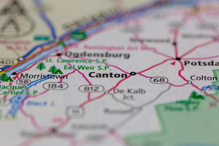 05-24-2021 Portsmouth, Hampshire, UK, Canton New York USA Shown on a Geography map or road mapのeditorial素材