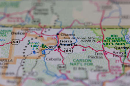 05-24-2021 Portsmouth, Hampshire, UK, Tierra Amarilla New Mexico USA shown on a Geography map or road maのeditorial素材