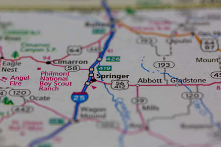 05-24-2021 Portsmouth, Hampshire, UK, Springer New Mexico USA shown on a Geography map or road maのeditorial素材