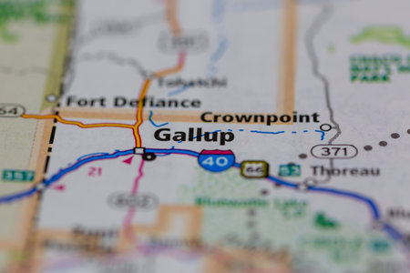 05-24-2021 Portsmouth, Hampshire, UK, Gallup New Mexico USA shown on a Geography map or road maのeditorial素材