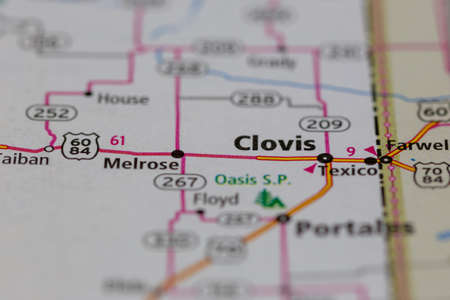 05-24-2021 Portsmouth, Hampshire, UK, Clovis New Mexico USA shown on a Geography map or road maのeditorial素材