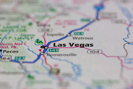 05-24-2021 Portsmouth, Hampshire, UK, Las Vegas New Mexico USA shown on a Geography map or road maのeditorial素材