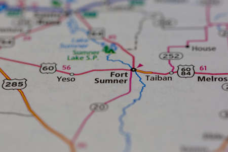 05-24-2021 Portsmouth, Hampshire, UK, Fort Sumner New Mexico USA shown on a Geography map or road maのeditorial素材